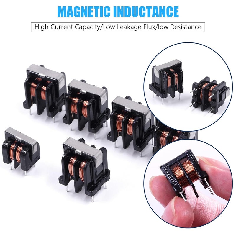 Glarks 24pcs 5/10/15/20/30/40 MH Toroid Magnetic Inductor Kit, Copper Wire Wind Wound Inductance Coil, Inductance Copper Coil for Transformers DIY Circuit Board - Image 3